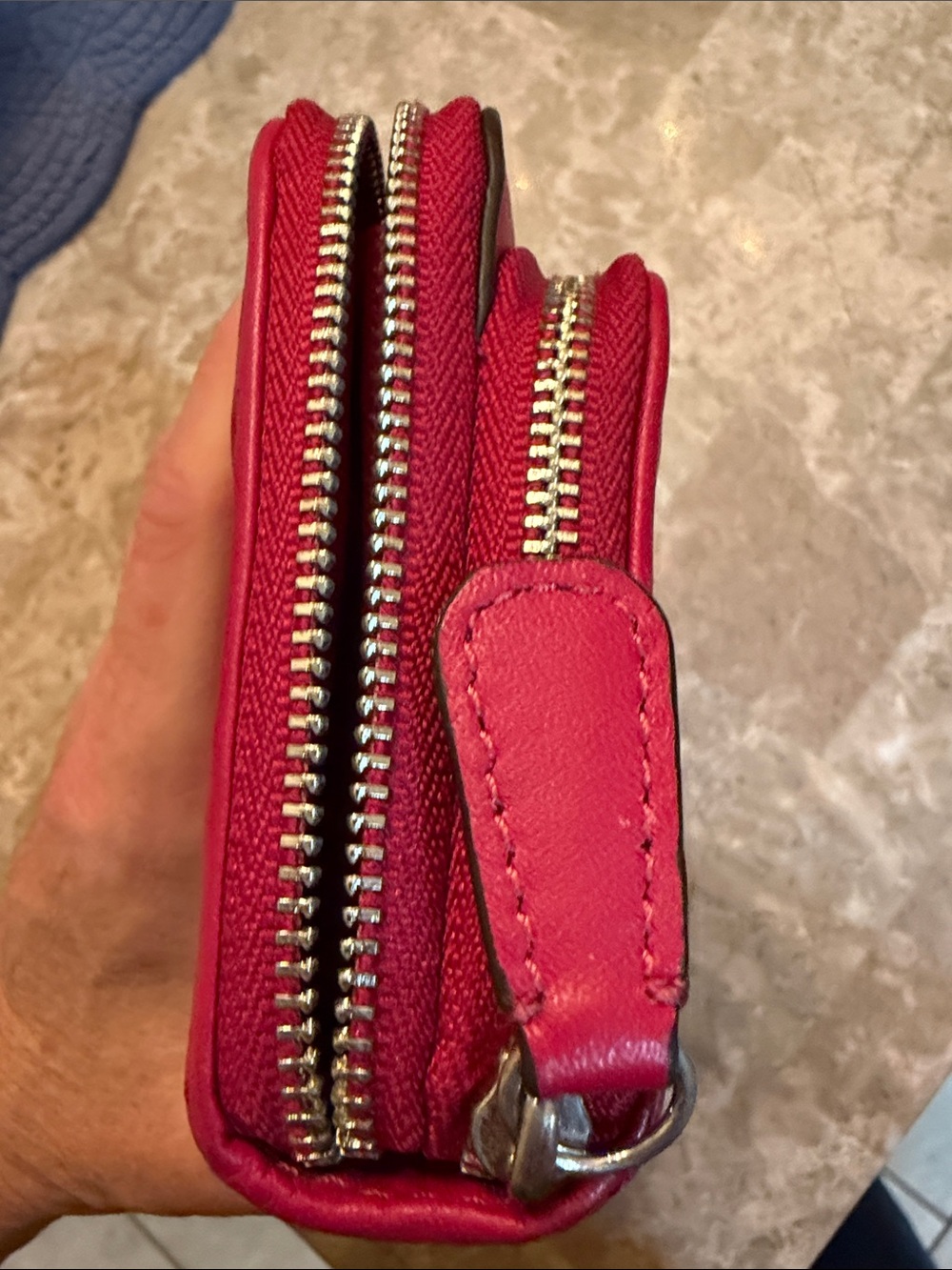 Coach Studded Quilted Double Zip AccordionClutch Wristlet color Berry - Picture 16 of 16